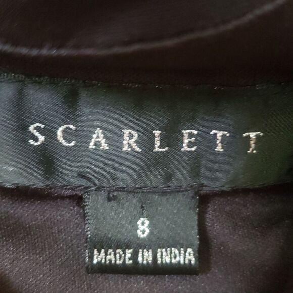 Scarlett Jumpsuit Womens 8 Black Sleeveless Cowl Sequined Tuxedo Stripe Leg NYE - Picture 2 of 4